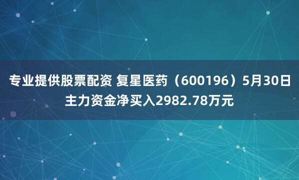 专业提供股票配资 复星医药（600196）5月30日主力资金净买入2982.78万元