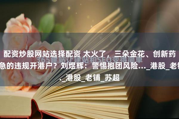 配资炒股网站选择配资 太火了，三朵金花、创新药！老虎急的违规开港户？刘煜辉：警惕抱团风险..._港股_老铺_苏超